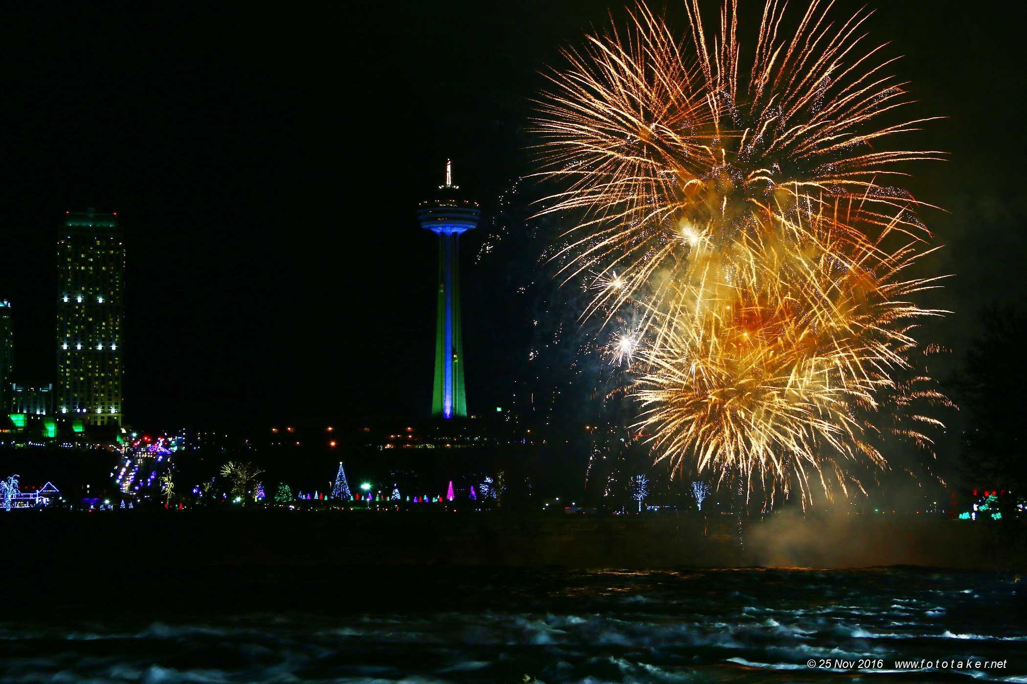 fireworks over the Niagara Falls, Canada