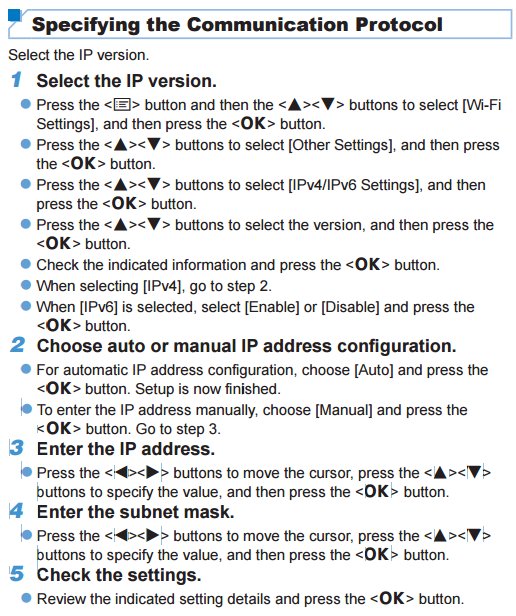 how to set static ip address on canon printer