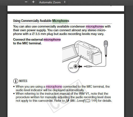 Canon Vixia HF R52 does not recognize external mic Canon