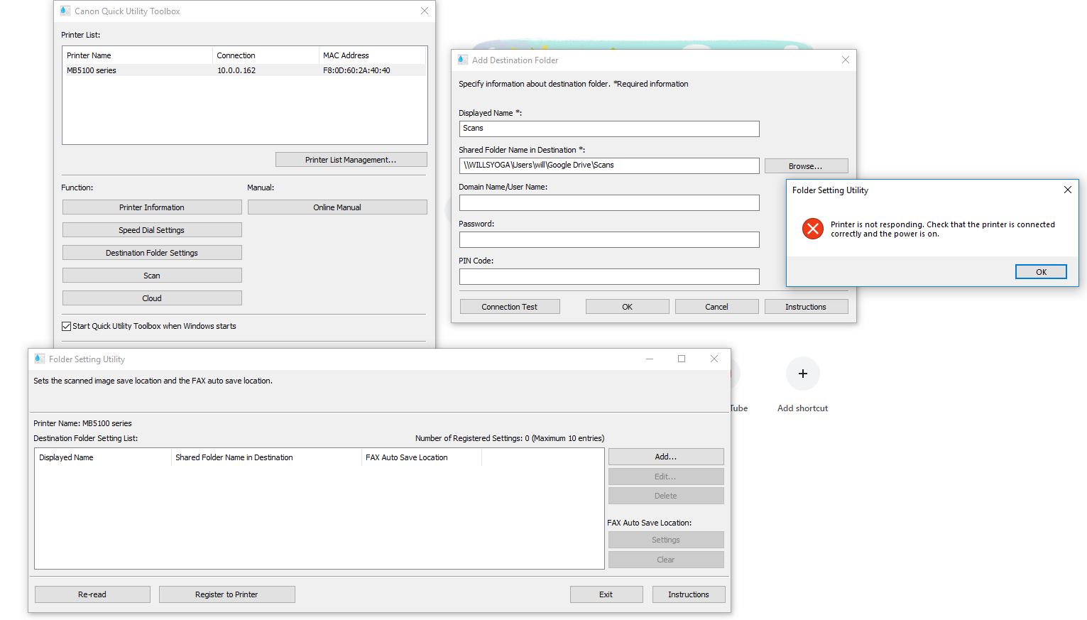 trouble with destination folders in the quick util... Canon Community