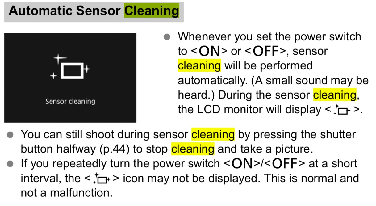 Canon 80d "Auto Sensor Cleaning." Canon Community