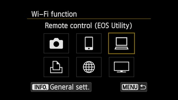 Wi-Fi EOS Functions camera menu