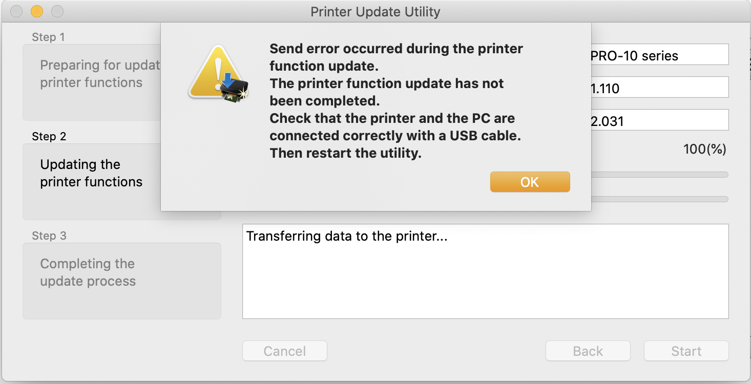 PRO10 Printer Update Utility Fails error message... Canon Community