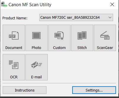 MF utility not communicating with MF726cdw sc... - Canon Community