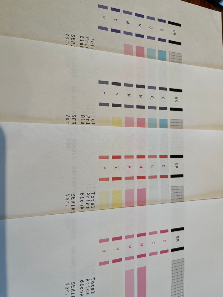 Nozzle check printouts