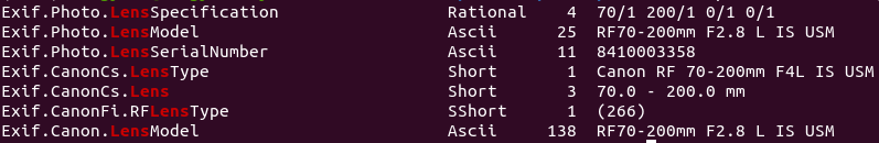 Sample of lens tags from R5