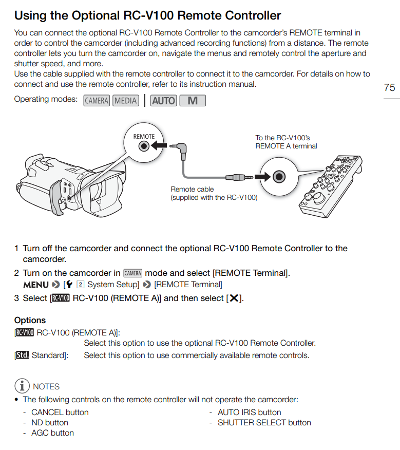 Remote control for Canon Legria/Vixia HF G70 Canon Community