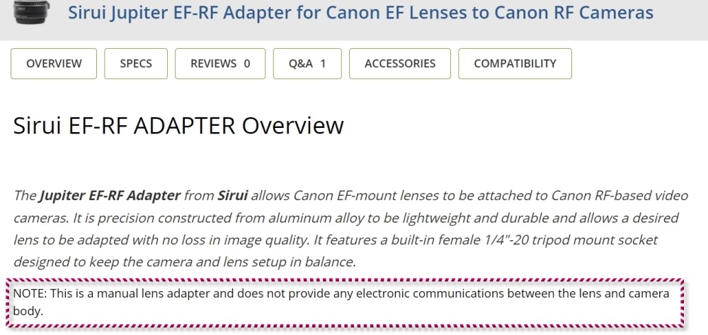 Solved: EOS R6 Mark II Unable to Get AF through SIRUI Adap 