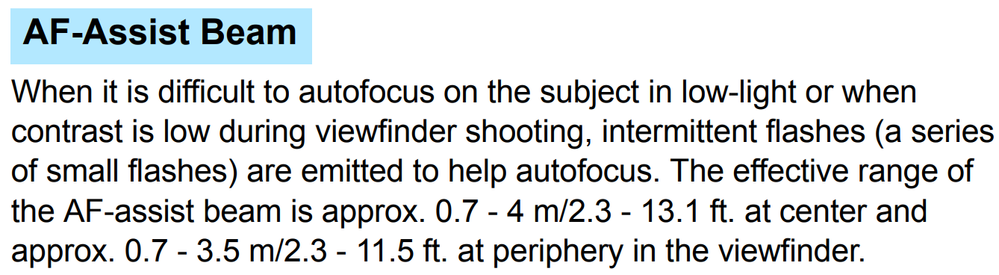 Depending on the Ambient Lighting. The camera body may project an AF Assist Beam.