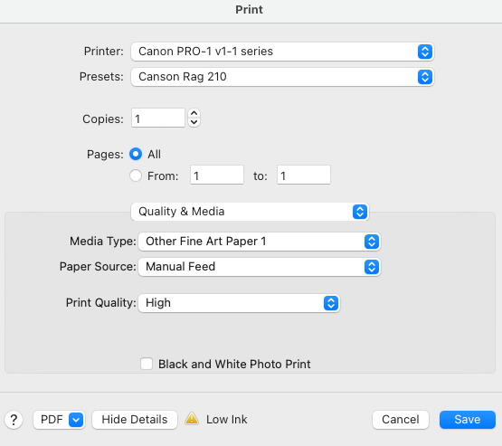 Print settings