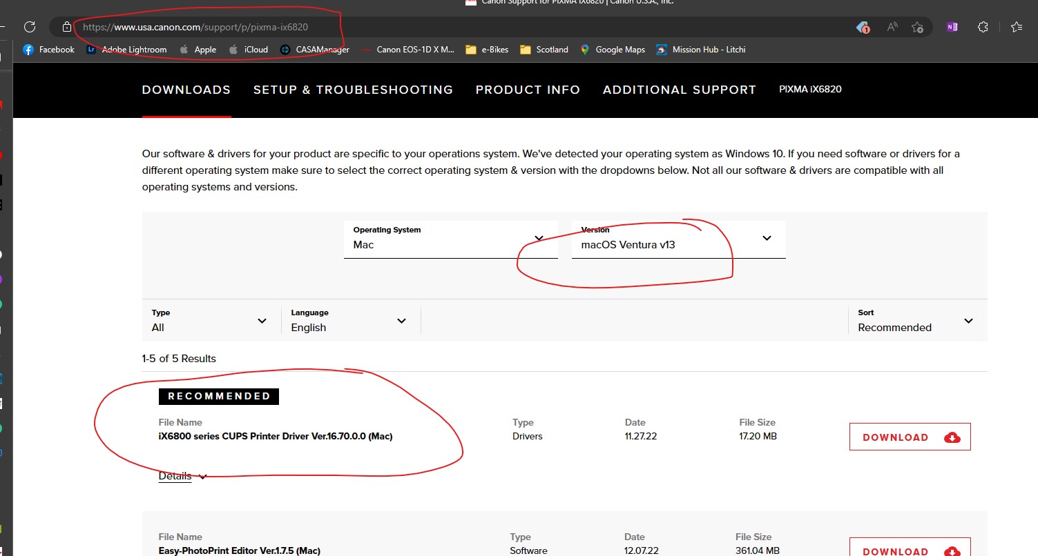 PIXMA iX6820 macOS Ventura & Ink Compatibility Canon Community