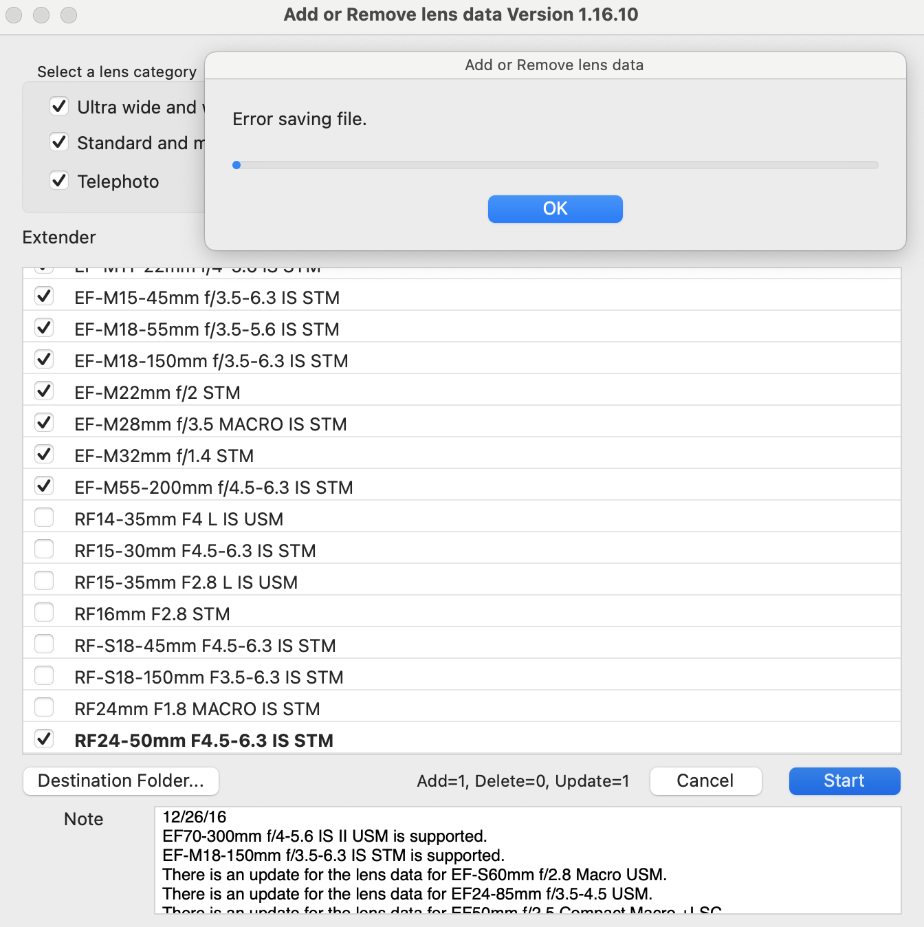 Error saving file dpp4 lens profile canon community