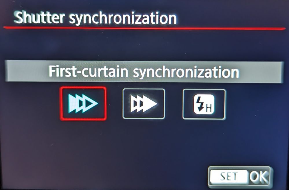 Flash Synchronization Set it to the one with 3 triangles and retest