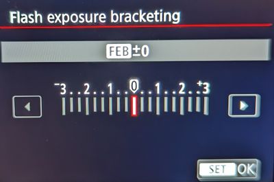 Flash Exposure Bracketing (FEB) Only settable from the camera menu on the 580EX II, 600EX/ 600EX-RT, 600EX II-RT & EL-1