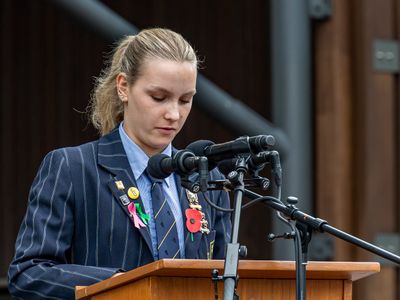 The ANZAC Dedication, read by Takapuna Grammar prefect Natasha Nowacszek (from North America). We will remember them...