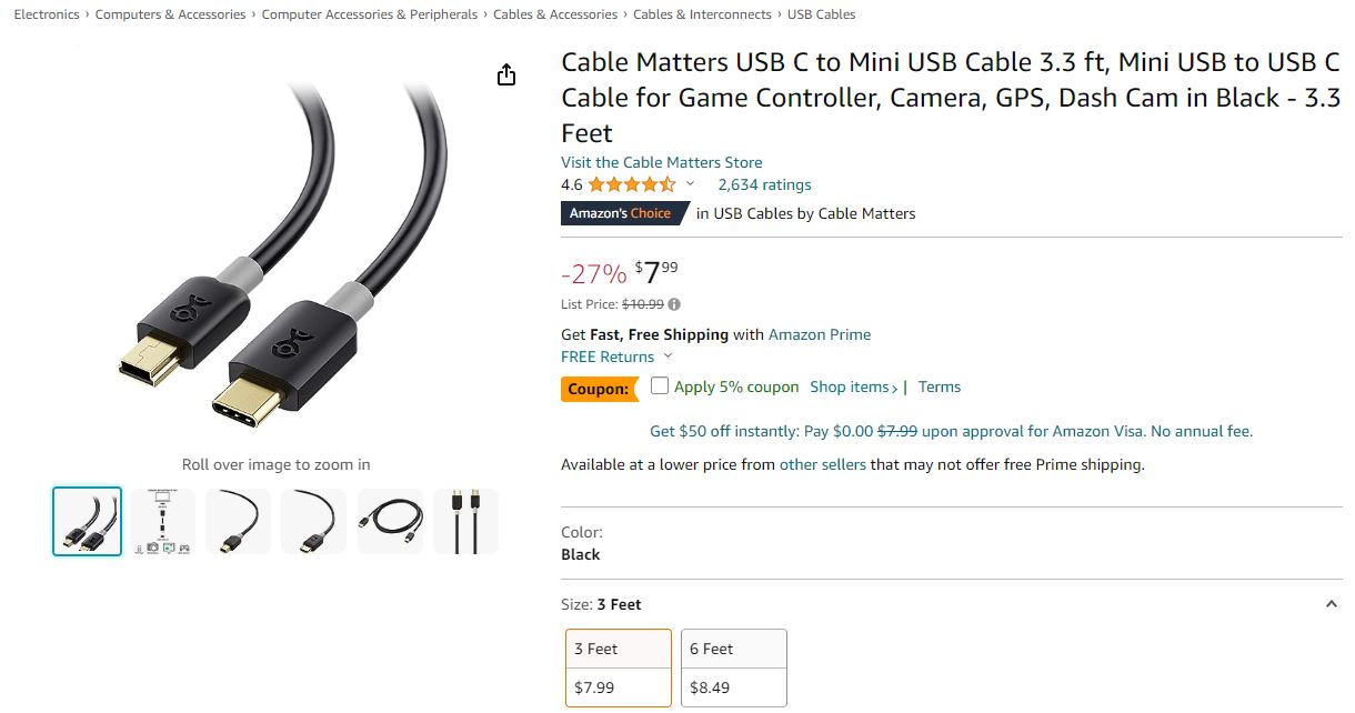 Cable Matters USB to USB Cable (USB Male to Male Cable) in Black – 6 Feet 