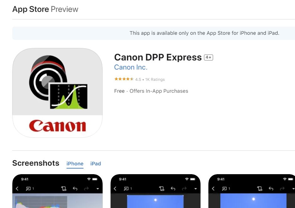 Canon DPP Express for iPad