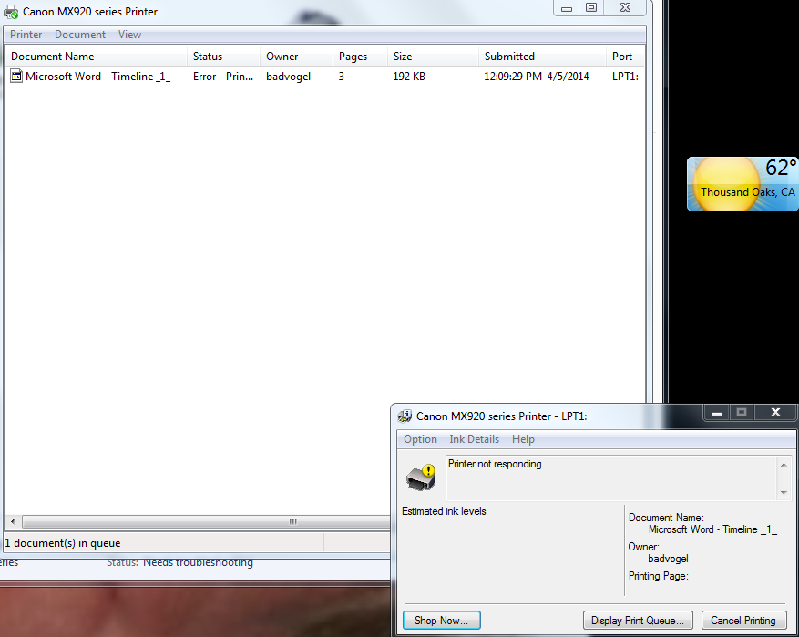 Mx920 Wireless printing problem Canon Community