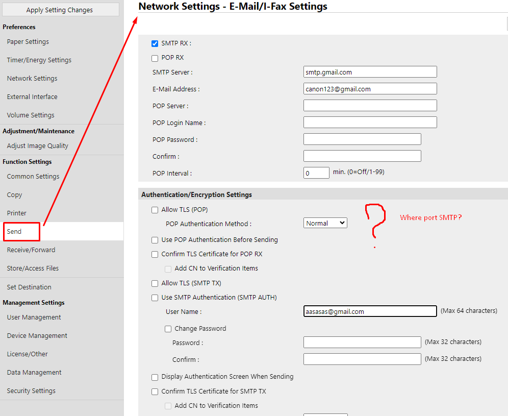 imageRUNNER ADVANCE C3520 help needed with SMTP po... Canon Community