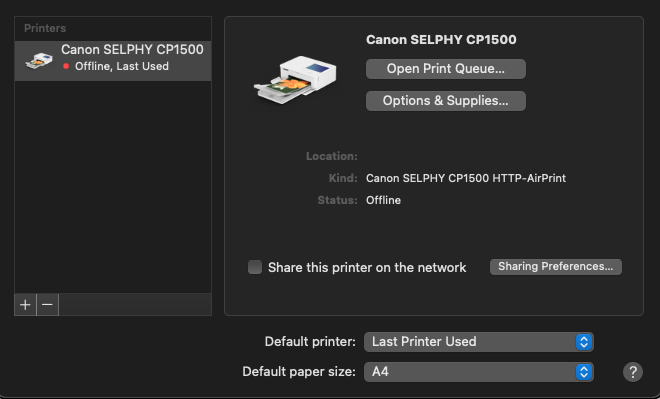 SELPHY CP1500 Not printing borderless - Canon Community