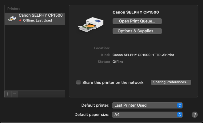 Canon SELPHY CP1500 Wireless Compact Photo Printer with AirPrint