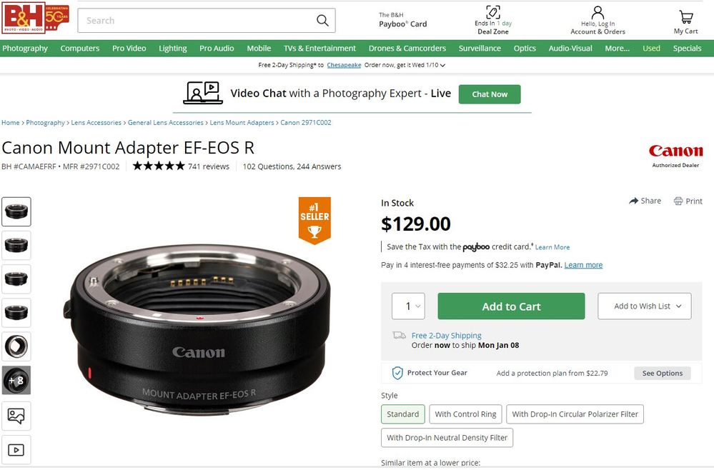 Canon Mount Adapter EF-EOS R 2971C002 B&H Photo Video