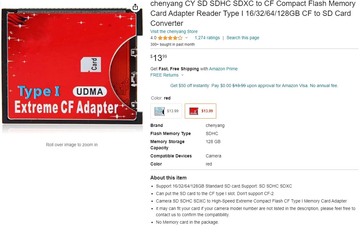 Solved EOS Rebel XTi SDtoCF card adapter compatibility Canon