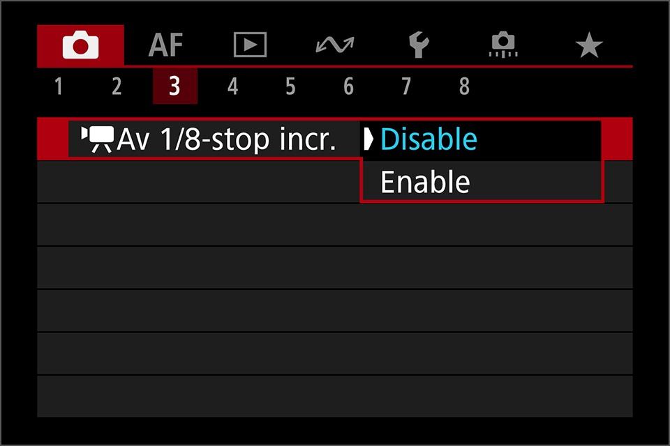 1/8-stop aperture with RF lens