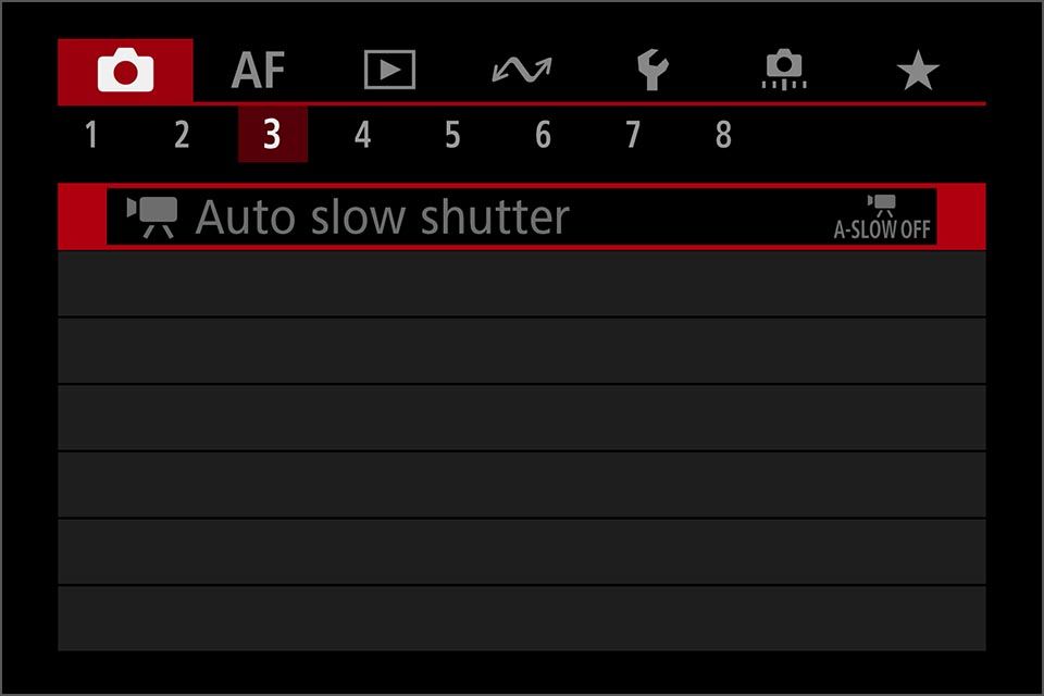 EF lens on mount adapter menu disappears