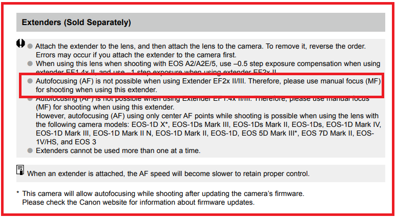 Solved: EOS Rebel T3i Malfunction when trying to use a 2X