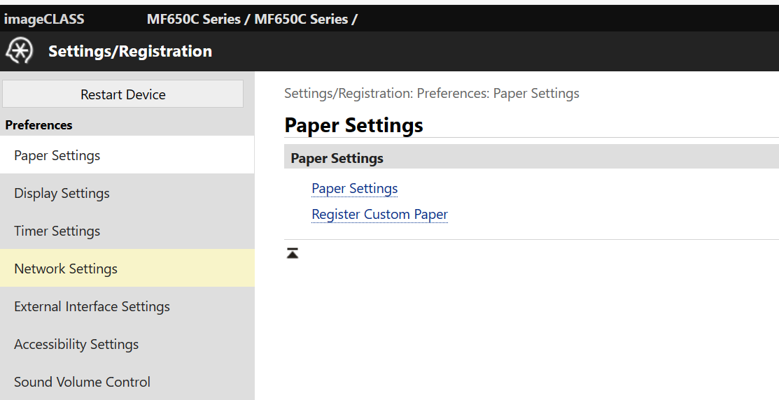 ImageCLASS MF753cdw Remote UI Missing Network Sett... - Canon Community