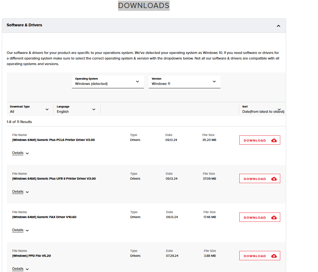 Re No drivers are listed on the Canon USA website... Canon Community