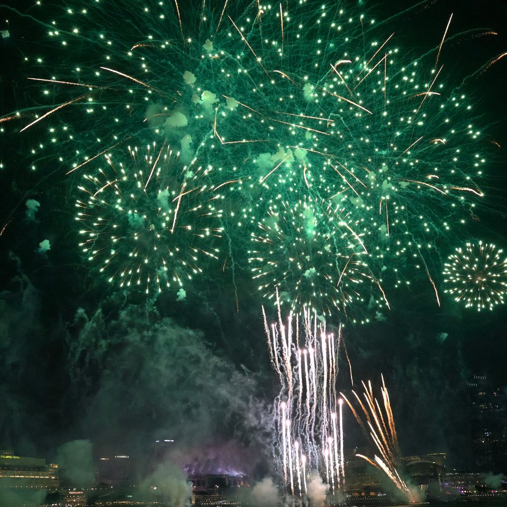 Fireworks show over Marina Bay, Singapore