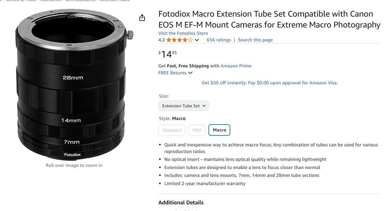 希少!! Canon VARI-EXTENSION TUBE M30-55 Solved: EOS M can't take pictures when extension tubes are