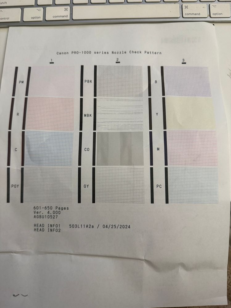 another nozzle check everything is good except for MBK. The lines seem to be straight but the MBK portion doesn't print the whole time.