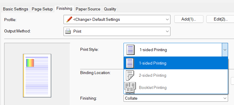 Solved: imageCLASS MF753Cdw II How to duplex on Statement