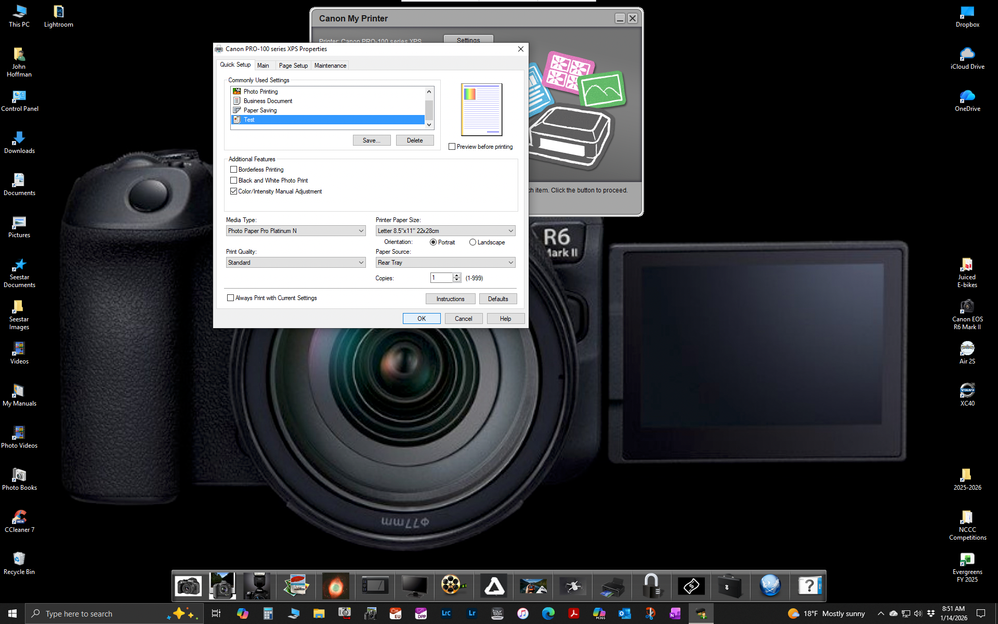 Saved preset as "Test"