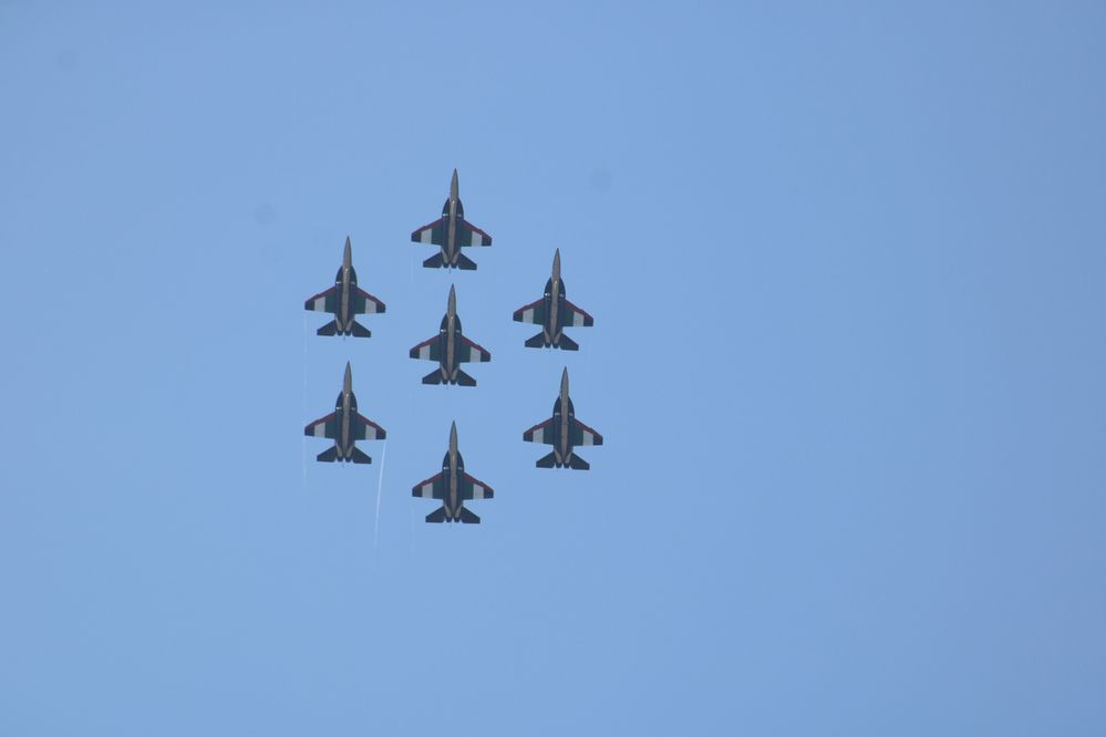 Upper left then above 1st left plane then above 1st right plane