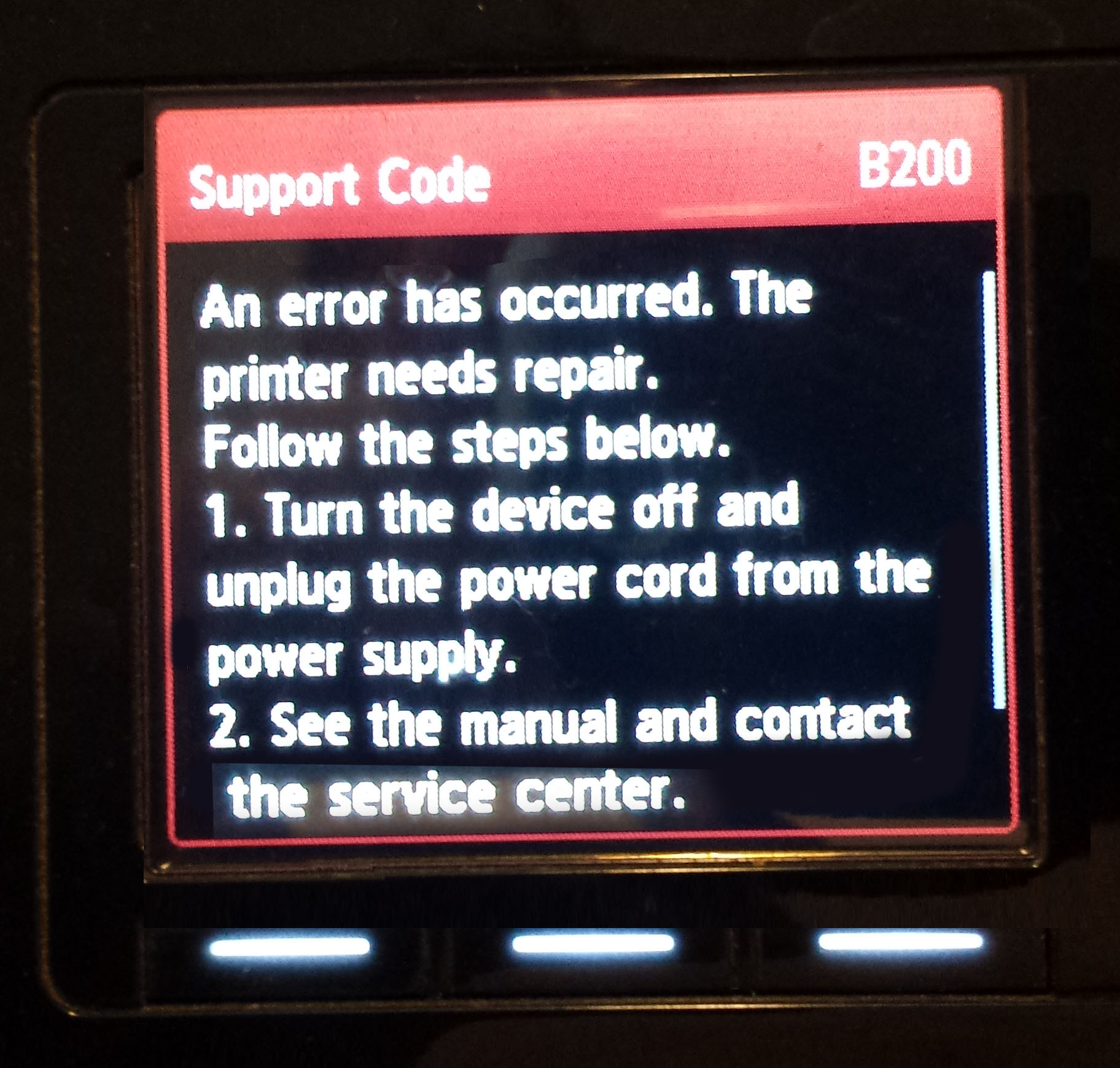 canon printer mx922 support code b200