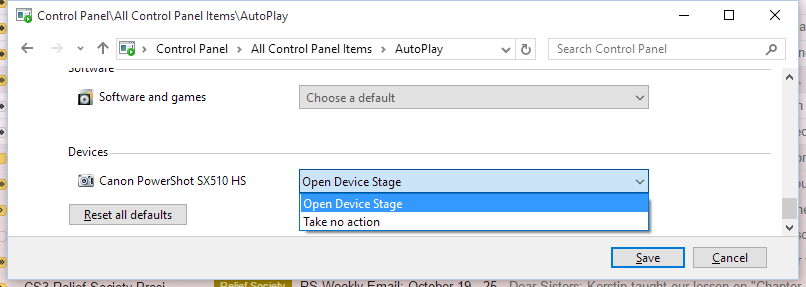 AutoPlay settings