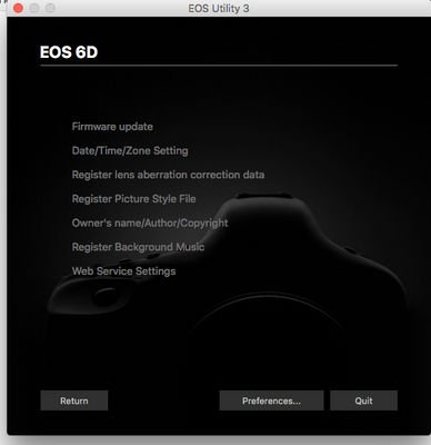 Screen Shot EOS Utility Gray Settings